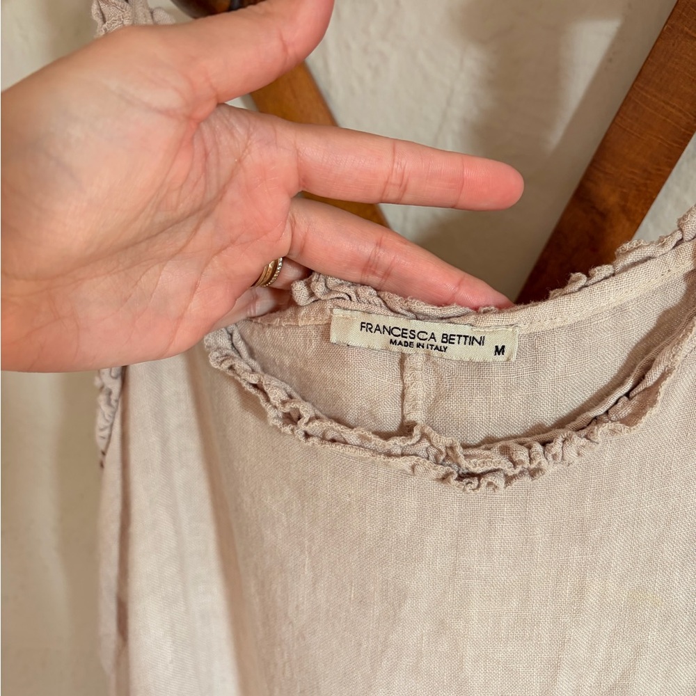 Francesca Bettini 100% Linen Maxi Cottage Core Dress - Picture 3 of 5